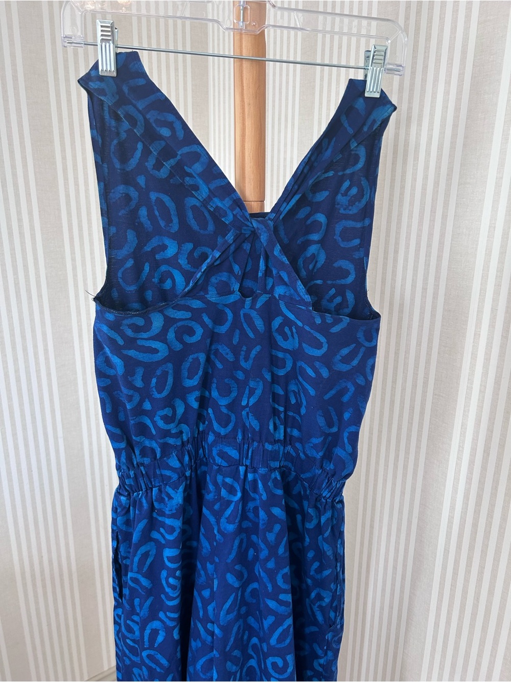 Java Wraps VTG Cobalt & Royal Blue Batik Print Jumpsuit Romper Size Medium Boho - Picture 4 of 10